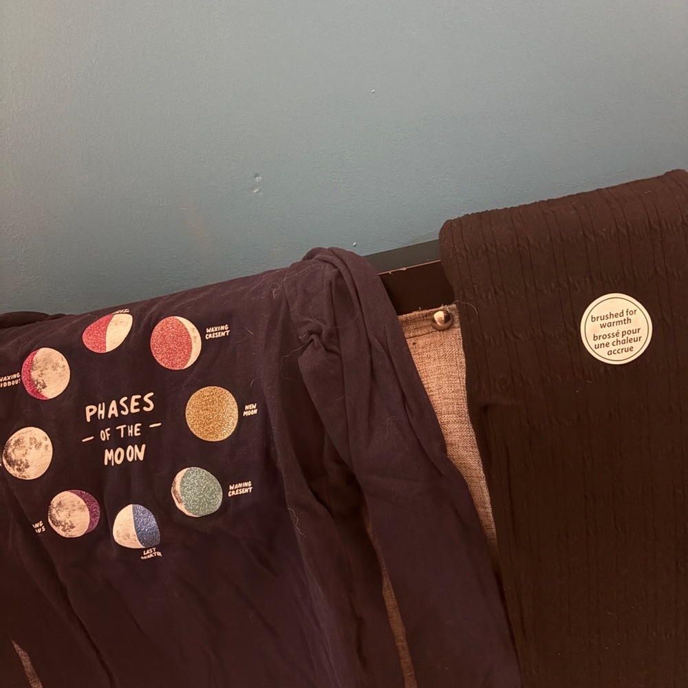 Phases of the Moon Kids long sleeve and Black leggings.